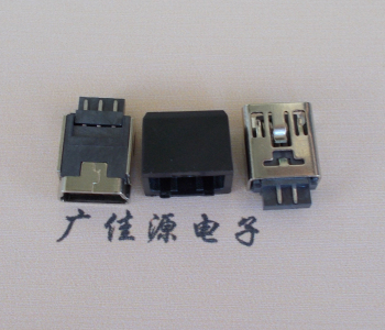 厚街镇MINI USB 5Pin接口 带护套焊线母座 B型180度铜壳