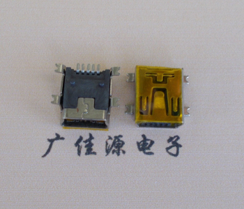 厚街镇MINI USB 5P 接口 母座 全贴带麦拉 高9.6带0.9柱子