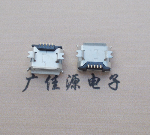 厚街镇Micro USB 5PIN接口,B型垫高0.9mm鱼叉脚贴片雾锡卷边