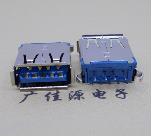 厚街镇USB 3.0接口.AF立式直插 弯脚插板,蓝胶芯翻边