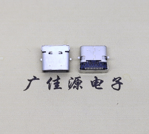 厚街镇type c24p板上双壳连接器接口 DIP+SMT L=10.0脚长1.6母头